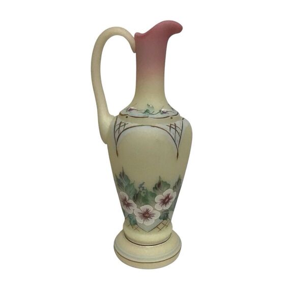 Fenton Burmese Satin Rose Bed Ewer Hand Painted Limited Edition - Picture 4 of 7